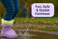 A2Z 4 Kids Girls Warm Rain Boots Lilac Rainbow Faux Fur Lined Waterproof Wellies