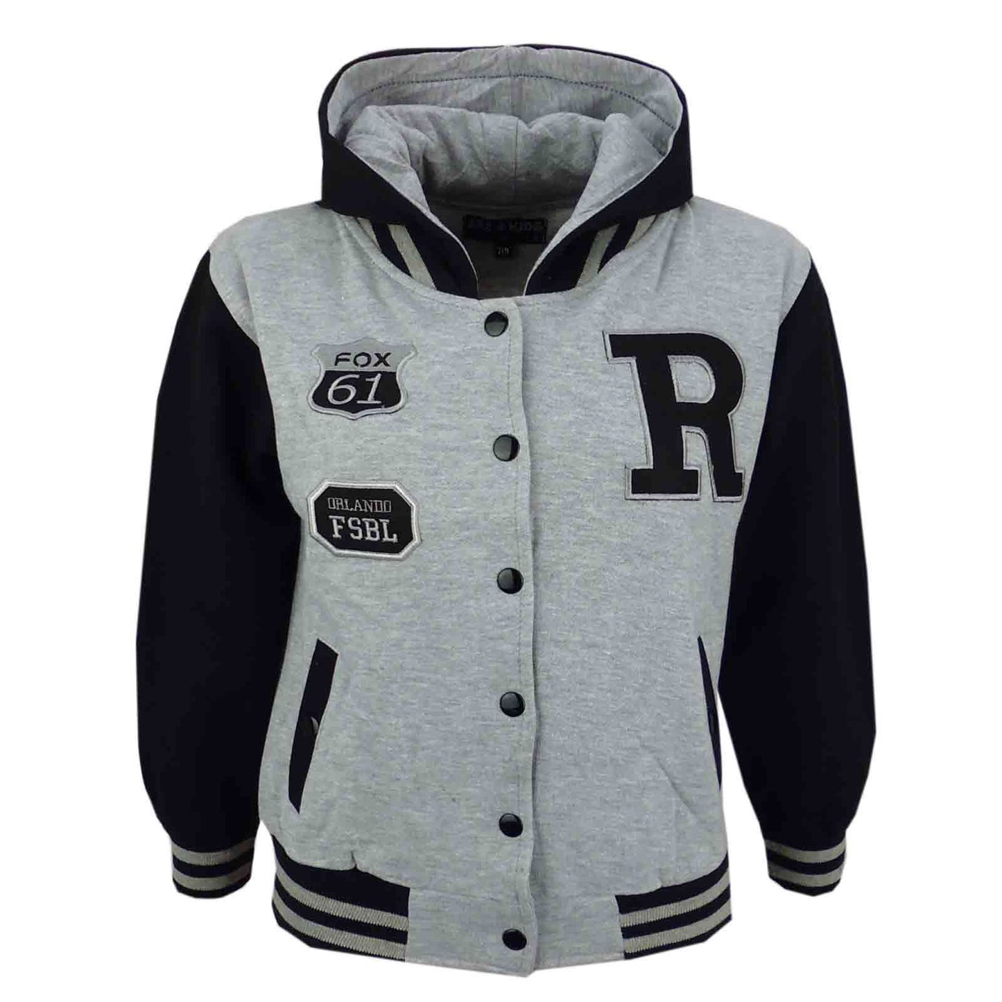 Kids Baseball Hooded R Fashion NYC/FOX Jacket Long Sleeve Coat Girls Boys 2-13Yr