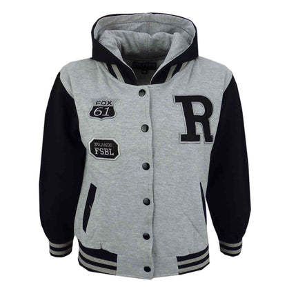 Kids Baseball Hooded R Fashion NYC/FOX Jacket Long Sleeve Coat Girls Boys 2-13Yr