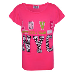 Kids Girls LOVE Us Athletic Team NYC Printed Trendy Fashion Crop Top 7-13 Years