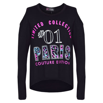 Girls Top Kids #01 Paris Print Trendy Top & Multi Leoaprd Legging Set 7-13 Years