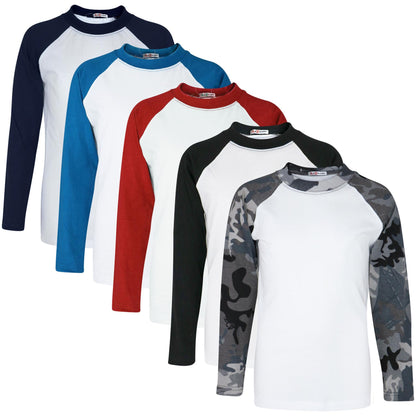 Kids Boys Girls T Shirts Plain Baseball Long Raglan Sleeves Sports Tees 2-13 Yrs