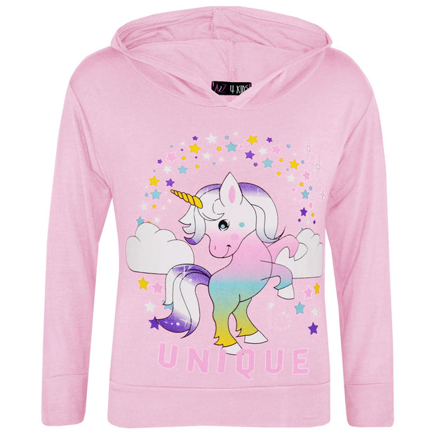 A2Z 4 Kids Girls Dabbing Unicorn Unique Tracksuit Kids Designer's Rainbow Floss Hooded Baby Pink Top & Legging Lounge Wear New Age 7 8 9 10 11 12 13 Years