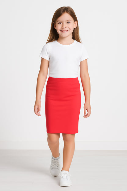 Kids Girls Plain Pencil Skirt Trendy Summer Clothing Sets Age 5-13 Years