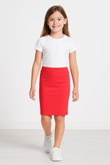Kids Girls Plain Pencil Skirt Trendy Summer Clothing Sets Age 5-13 Years