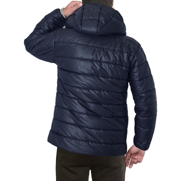 Mens Ladies Zipped Pockets Jacket Navy Puffer Jacket Long Sleeves Coat S-2XL