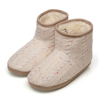 A2Z Ladies Speckled Knit Bootie Slippers Warm Plush Indoor Winter House Shoes