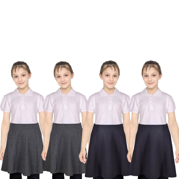 Kids Girls School Uniform Skirt 2 Pack Elasticated Waist Summer Skater Skirts