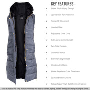 A2Z Kids Girls Fashion Oversized Hooded Quilted Gilet Steel Grey Color Padded Long Line Vest Jacket Long Sleeveless Coat Urban Winter Wear Coat 7-13 Years