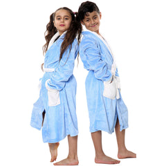 Kids Soft Fleece Bathrobe Dressing Gown Hooded Swim Beach Girls Boys 2-13 years