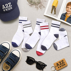 A2Z 4 Kids Boys 6 Pack Striped Crew Socks Cotton Athletic Sports Socks