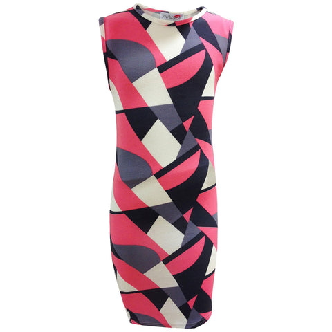 Girls Midi Dress Chevron & Abstract Print Sleeveless Midi Dress Top 7-13 Years