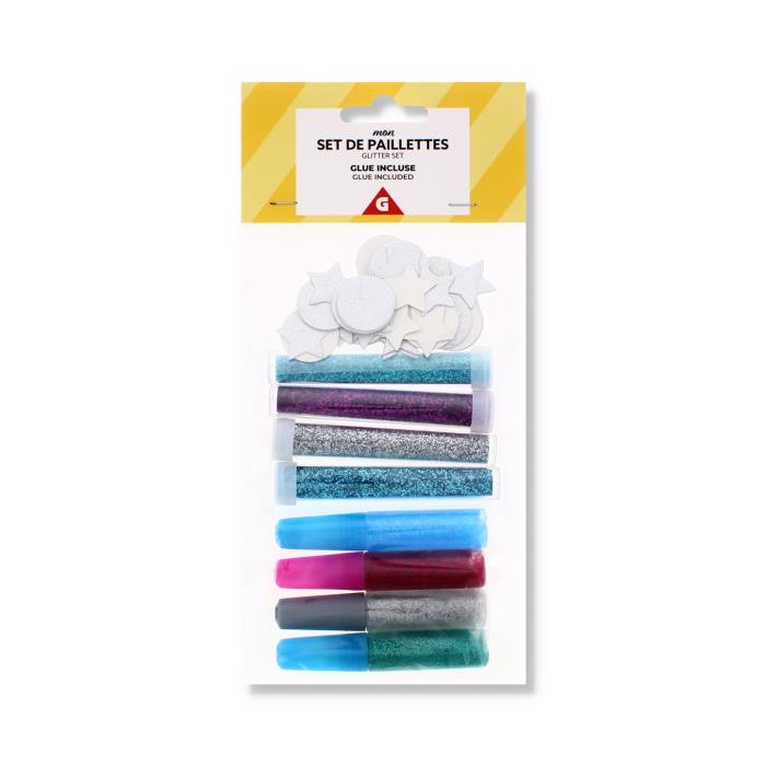 A2Z Glitter Glue Set With Glitter Foam Shapes For Arts And Crafts Kids