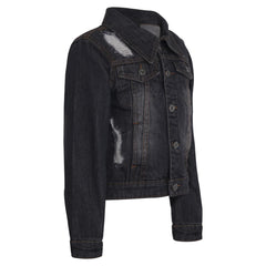 Kids Girls Denim Jackets Ripped Fashion Faded Jeans Jacket New Age 3-13 Years