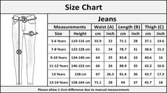 Girls Skinny Jeans Denim Pants Fit Trousers Jeans for Children Age 3-14 Years