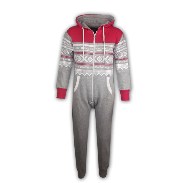 Kids Girls Boys Aztec Snowflake Print Hooded Onesie All In One Jumpsuit Age 5 6 7 8 9 10 11 12 13 Years