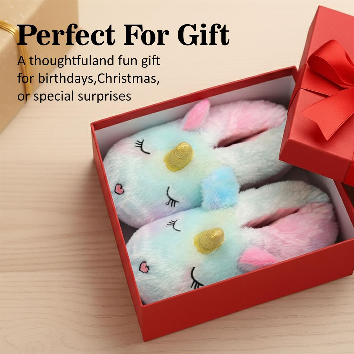 A2Z Unicorn Slippers Plush Soft Warm Cute Indoor Shoes For Kids & Womens