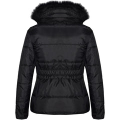 Kids  Girls Padded Puffer Quilted Coat Faux Fur Collar For  Girls Age 3-13 Years