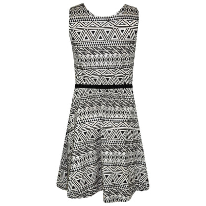 Girls Skater Dress Kids Aztec Print Summer Party Swing Midi Dresses 7-13 Years