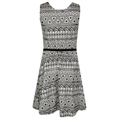 Girls Skater Dress Kids Aztec Print Summer Party Swing Midi Dresses 7-13 Years
