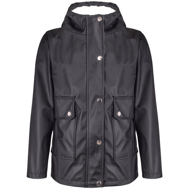 PU Raincoat Jacket Windbreaker Waterproof Parka Hooded For Girls Boys Age 5-13 Years