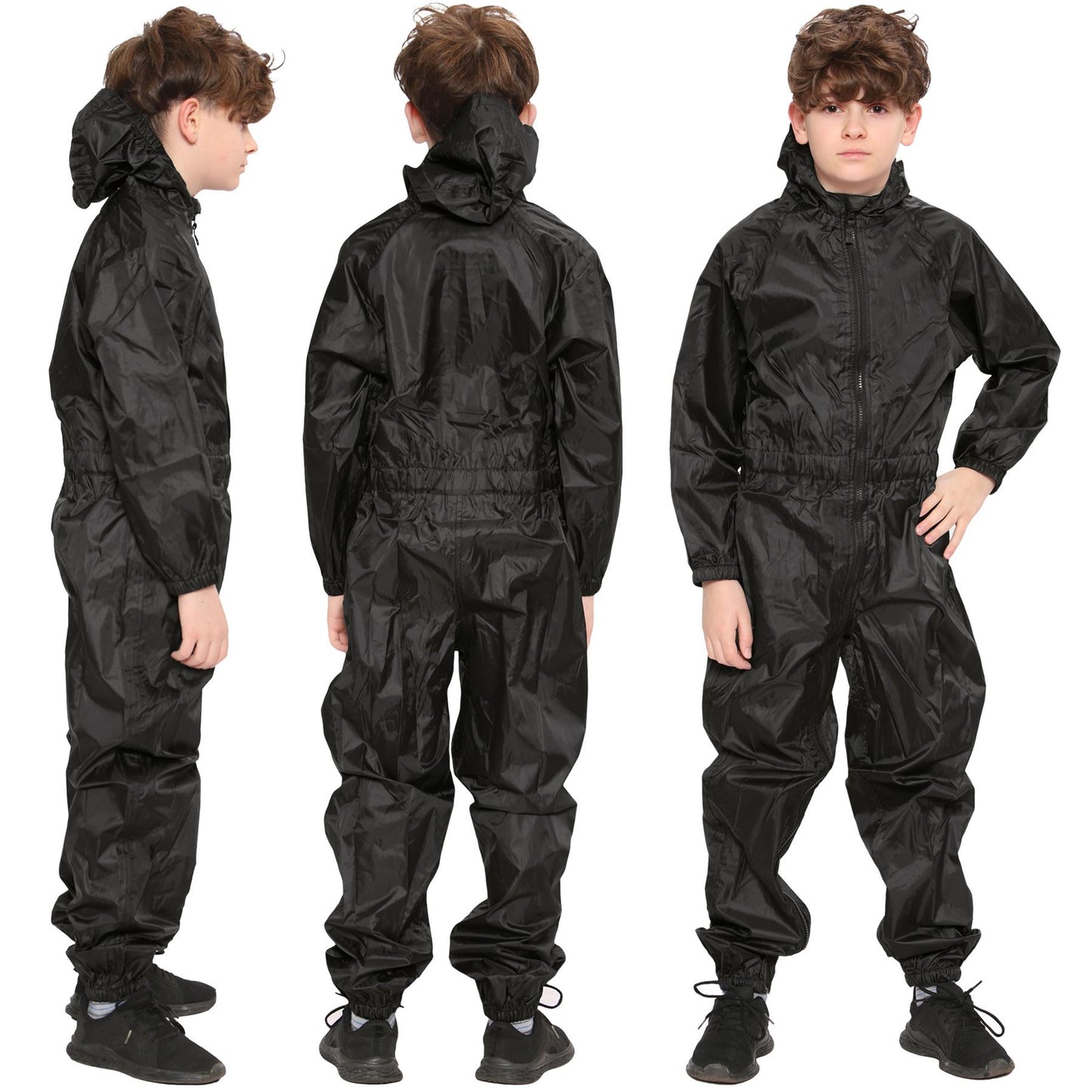 Girls Boys Raincoat Kids Puddle Suit All in One Waterproof Hooded Rainsuit