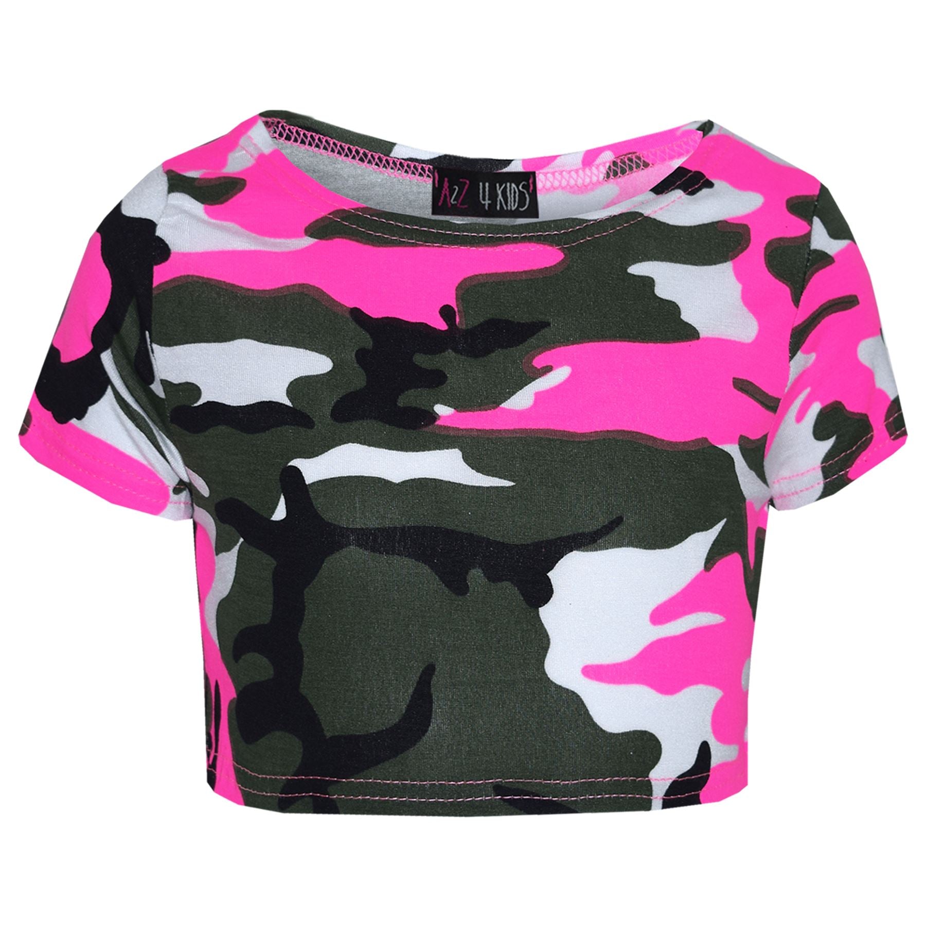 Girls Top Kids CamouFlage Print Trendy Crop Top Fashion Legging Age 7-13 Years