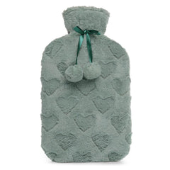 A2Z Hot Water Bottle 2 Litre Heart Embossed Plush Fleece Cover Hot Water Bag