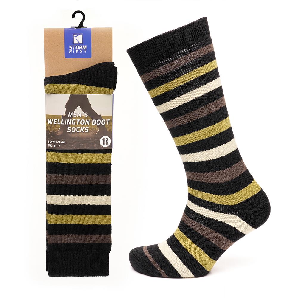 A2Z Mens Knee High Welly Wellington Pack Of 3 Boots Comfortable Cosy Warm Socks