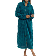 A2Z Women's Zip Through Warm Winter Ribbed Dressing Gown Elegant Ladies Loungewear Zip Up Ribbed Fleece Housecoat Cosy Winter Women's Sleepwear Lounging Robe for Parties