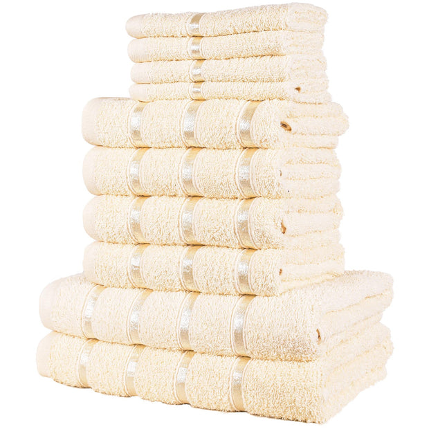 Luxurious 10 Piece Towel Bale Set 2x Bath Towels (66x118cm) 4x Soft and Absorbent Hand Towels (51x81cm) and 4x Cozy Face Towels (30x30cm) 500 GSM 100% Cotton Towels Available in 1 Pack adn 2 Pack Options - A2Z 4 Kids