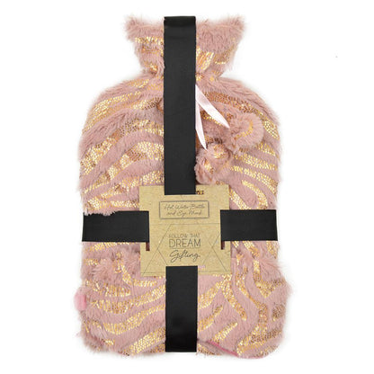 1.5 L Leak Proof Hot Water Bottle Bag Plush Cover Eye Mask |Heat Or Cold Therapy
