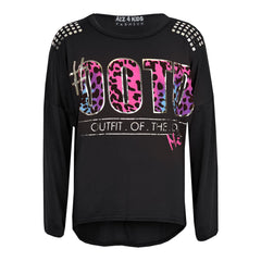 Kids Girls #OOTD Print Long Sleeves Top & Matching Fashion Legging Set 7-13 Year