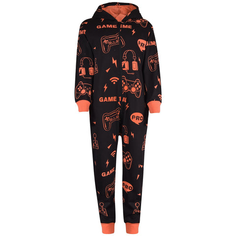 A2Z Onesie One Piece Kids Pyjamas Sleepsuit Blue Game Time Costume Girls Boys