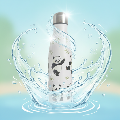 Panda Stainless Steel Water Bottle 500ml Insulated Kids School Travel BPA Free