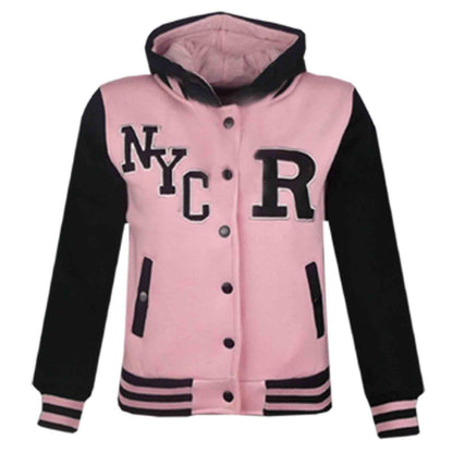 Kids Baseball Hooded R Fashion NYC/FOX Jacket Long Sleeve Coat Girls Boys 2-13Yr