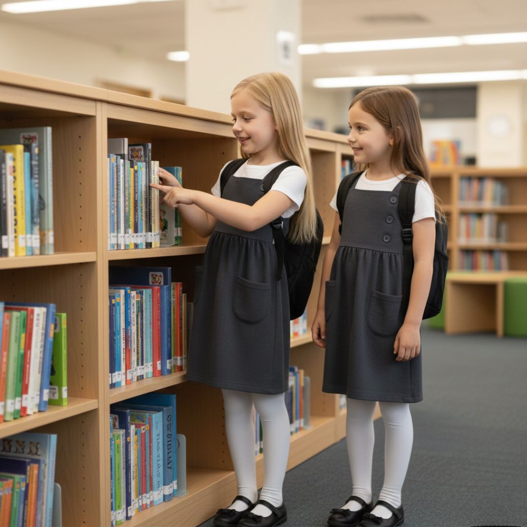 Kids 2 Pack Girls School Uniform Dress Soft Comfortable Pinafore School Dresses