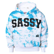 A2Z 4 Kids Girls Tracksuit Designer's Tie Dye Sassy Print Fleece Blue Hooded Crop Top Bottom Jogging Suit Joggers Age 5 6 7 8 9 10 11 12 13 Years