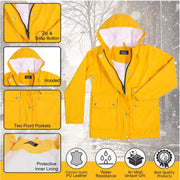 A2Z 4 Kids PU Raincoat Jackets Yellow Windbreaker Waterproof Parka Shower Resistant Hooded Raincoat Girls Boys Age 5-6, 7-8, 9-10, 11-12 & 13 Years - A2Z 4 Kids