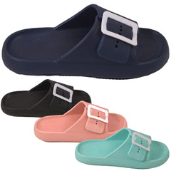 A2Z Girls Teens Open Toe Knitted Effect Lightweight Flat Ladies Walking Sliders