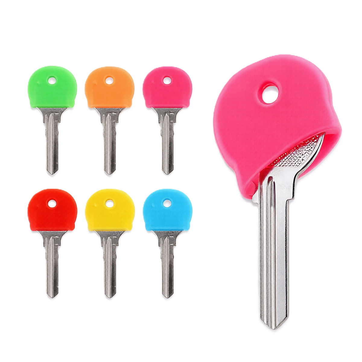 A2Z Colour Coded PVC Key Covers 6 Pack Key Identifier Caps Assorted Colours