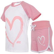 A2Z 4 Kids Girls T-shirt Top Shorts Set Summer Outfits Raglan Style 2 Piece Sets