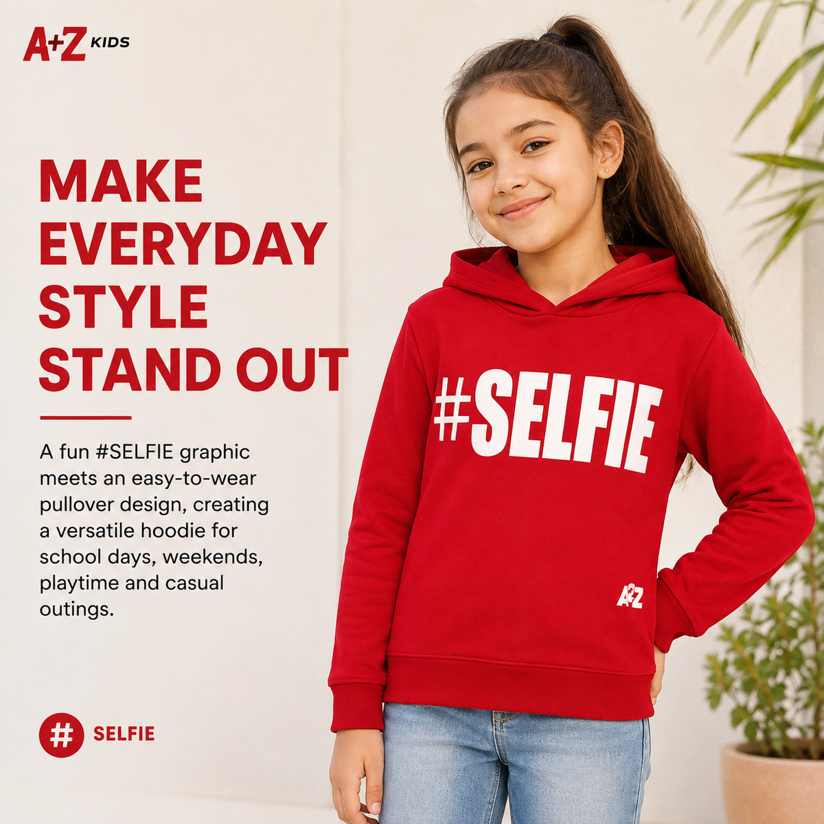Kids Girls Boys Sweat Shirts Tops #Selfie Hooded Jumpers Hoodies New Age 2-13 Yr