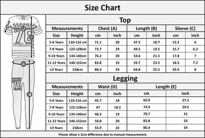Kids Crop Top & Legging Set Active Wear Girls 5-13 Years