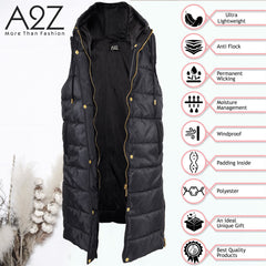 Kids Girls Oversized Gilet Long Line Hooded Quilted Jacket Long Sleeveless Coat