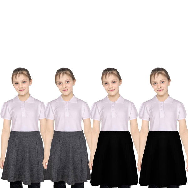 Kids Girls School Uniform Skirt 2 Pack Elasticated Waist Summer Skater Skirts