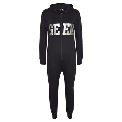 A2Z 4 Kids Girls Boys GEEK Hooded Onesie Children Hooded Ribbed Cuffs Pyjamas