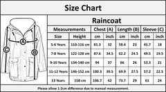 PU Raincoat Jacket Windbreaker Waterproof Parka Hooded Girls Boys Age 5-13 Years