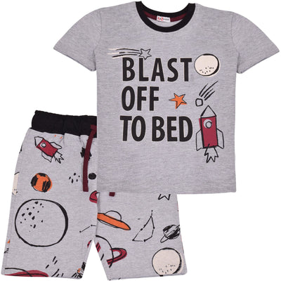 Kids Girls Blast Off To Bed Print Grey Pyjamas Set - A2Z 4 Kids