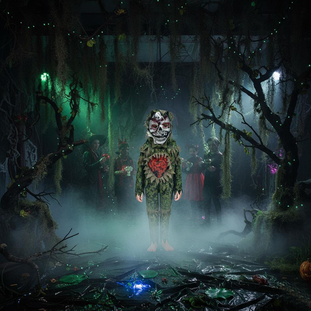 Kids Zombie Swamp Monster Halloween Costume with Mask Scary Swamp Creature Dress